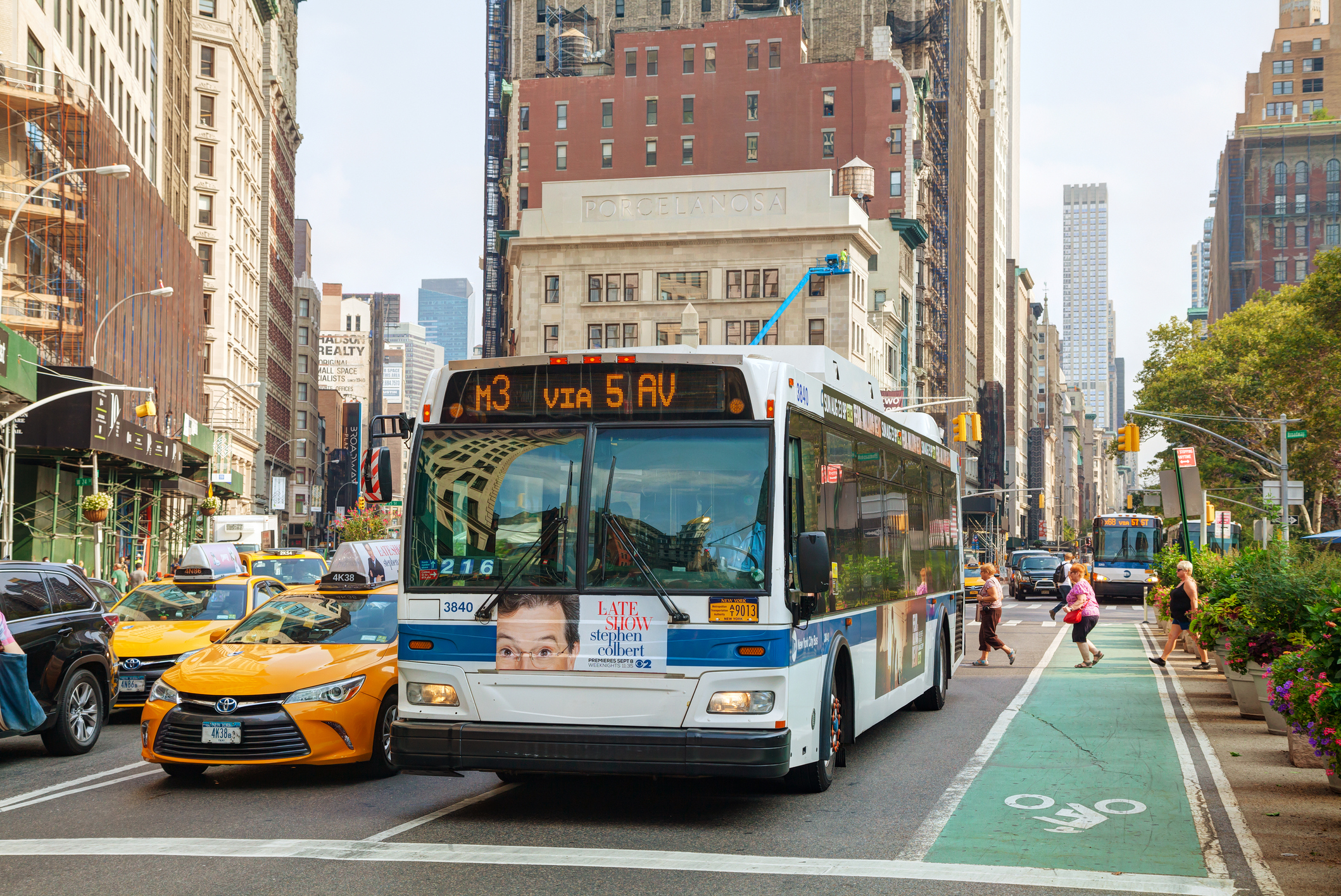 yellow cab and bus